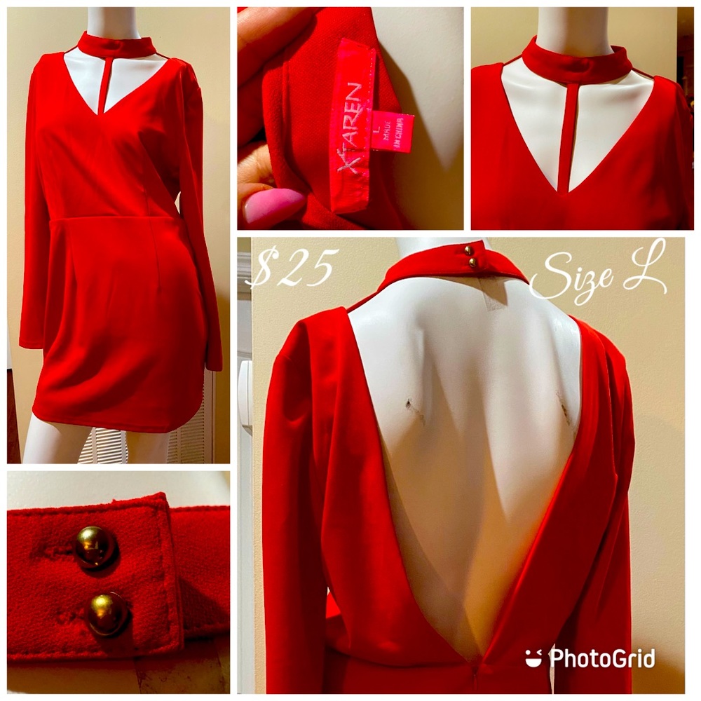 True Red Sz L Nwot Stretch material open back
